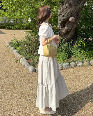 Checked long skirt