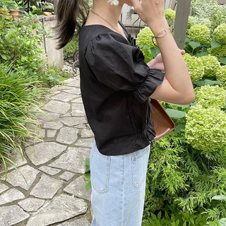 Ribbon frill blouse