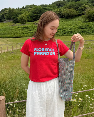 Pigment lettering half-sleeve T-shirt