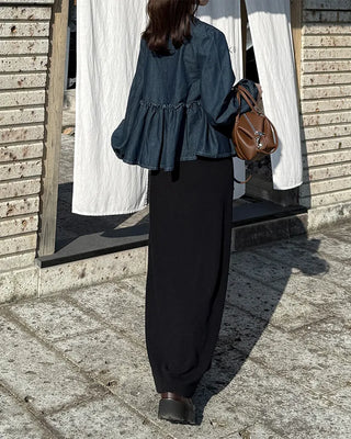 Ribbed maxi long skirt