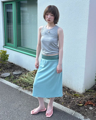 Lace waist midi skirt