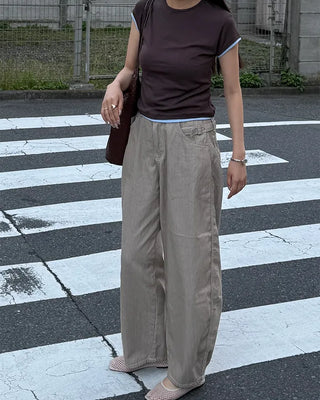 Belted summer wide-leg pants