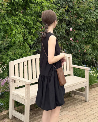 Balloon sleeveless midi dress
