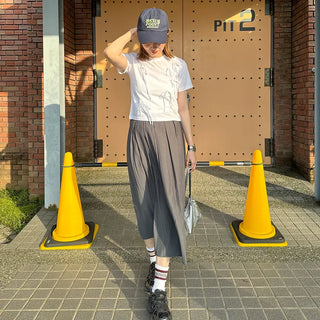 Pintuck pleated long skirt