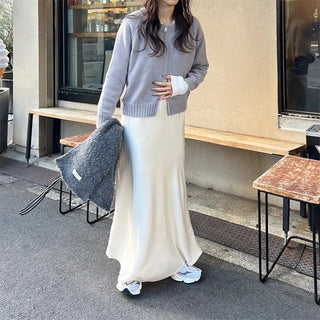 Satin Mermaid Line Long Skirt