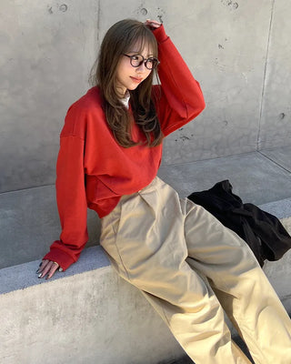 Simple pintuck chino pants