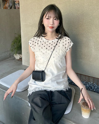 Big lace point asymmetrical camisole