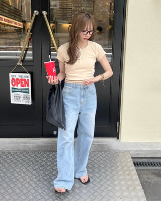 Basic straight wide-fit denim pants