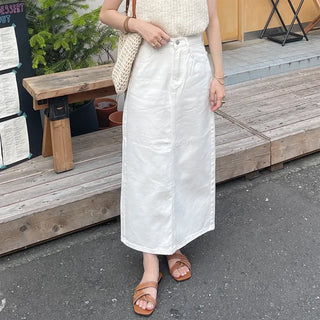 Cotton straight long skirt