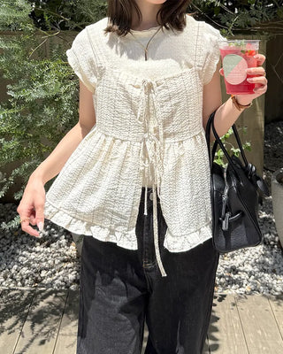 Two-way check sleeveless blouse