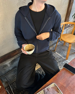 Standard fit hooded zip-up