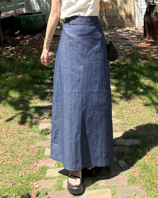 Simple linen maxi skirt with elastic waistband