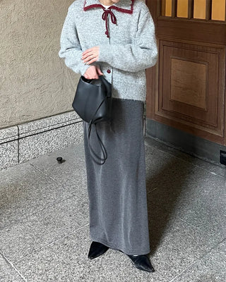 Ribbed maxi skirt