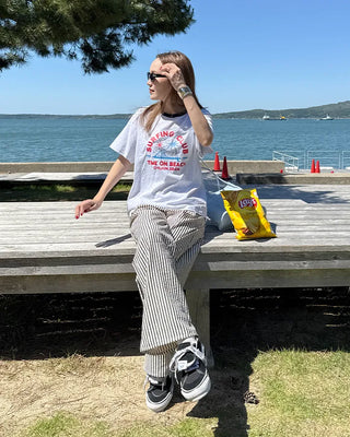 Simple striped banding pants