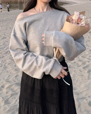 Simple off-shoulder sweatshirt