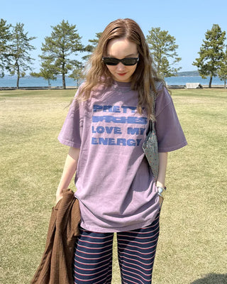 (Unisex) Lettering Oversized Half T-Shirt