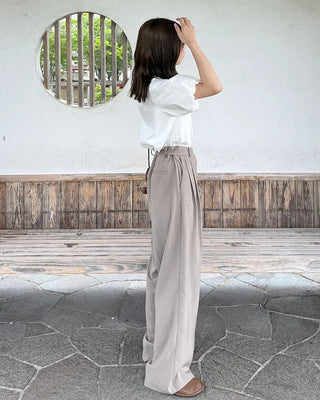 Belted wide-leg pants
