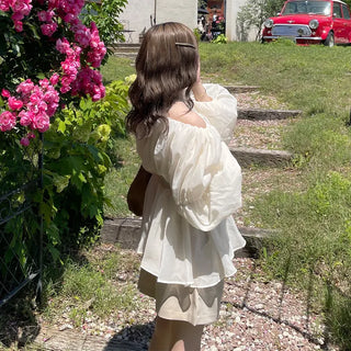 Off-shoulder chiffon blouse dress