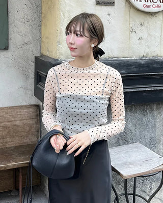 Sheer polka dot T-shirt