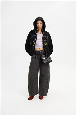 [MASONPRINCE] Curved Double Pleat Wide Pants