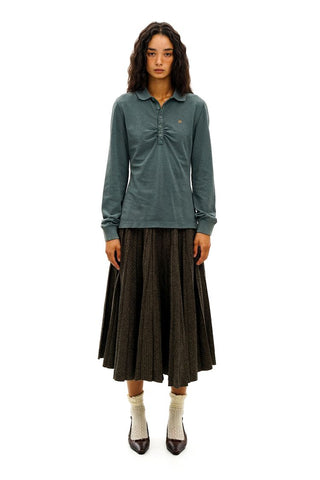 [Moromoro2] Houndstooth Wool Blend Pleated  Skirt