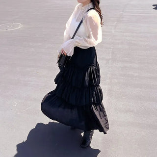 Can-can frill long skirt