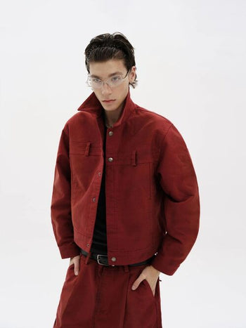 [MASONPRINCE] Washed Cotton Work Jacket & Pants Set