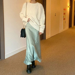 Satin long skirt