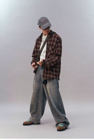 [Monterest] Oversized Yarn-Dyed Plaid Shirt