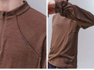 [Monterest] 3A Antibacterial Grid Fleece Half-Zip Tee
