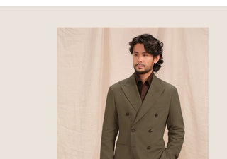 [CULTUM] Seersucker Double-Breasted Peak Lapel Suit