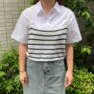 Cotton color short-sleeved shirt