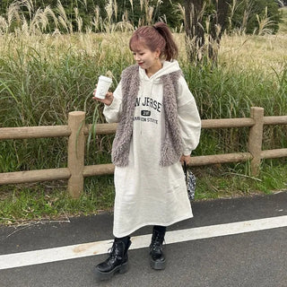 Fleece-lined hooded dress