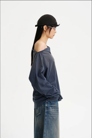 [MASONPRINCE] Double Layer Collar Long Sleeve Tee