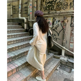 Cotton A-line shirred long skirt