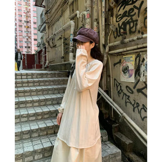 Cotton A-line shirred long skirt