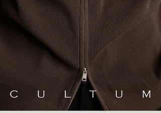 [CULTUM] Cotton Knit Zip-Up Collar Cardigan