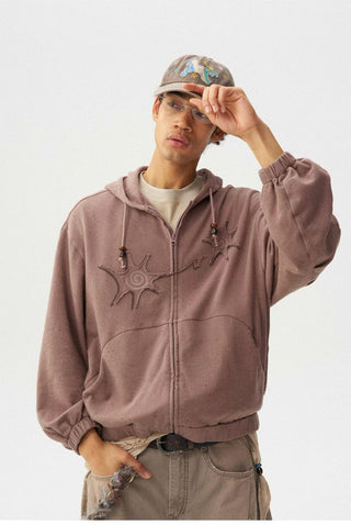 [Monterest] Textured Cotton Blend Hooded Zip-Up