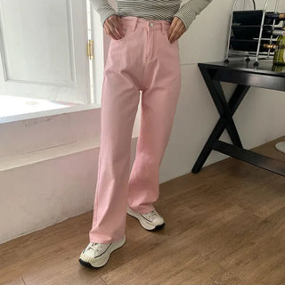 Pink straight-fit pants