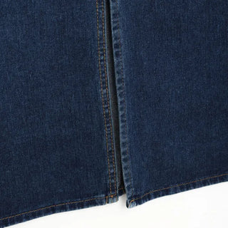 Washed denim long skirt