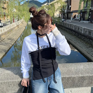 Scarf set ribbed bustier top