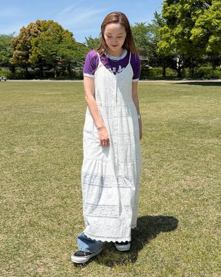 Camisole button lace maxi dress