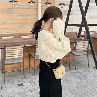 Ribbon detail knit bolero