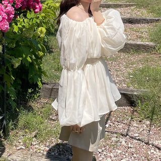 Off-shoulder chiffon blouse dress
