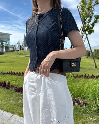 Polka Dot Short-Sleeved Cardigan