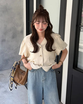 V-neck linen summer jacket