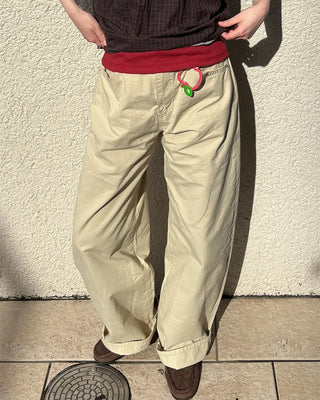 Summer cotton wide-leg pants