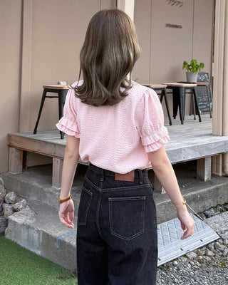 Can-can frill short-sleeved T-shirt