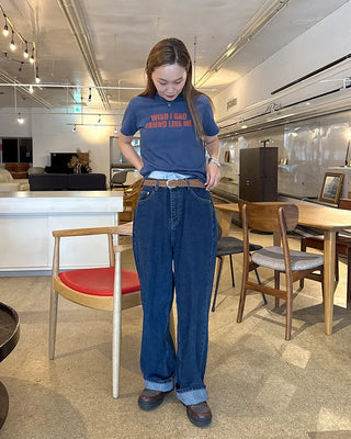 Wide-fit low-rise denim pants