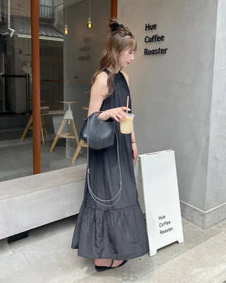 Halter neck detail long dress